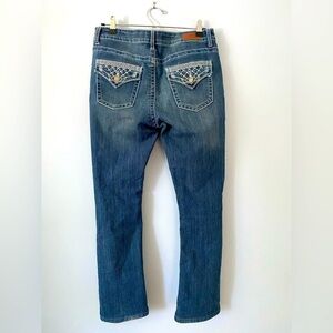 VGS Jeans Womens Size 10 Slim Boot Flap Pockets Thick Stitch Blue Denim